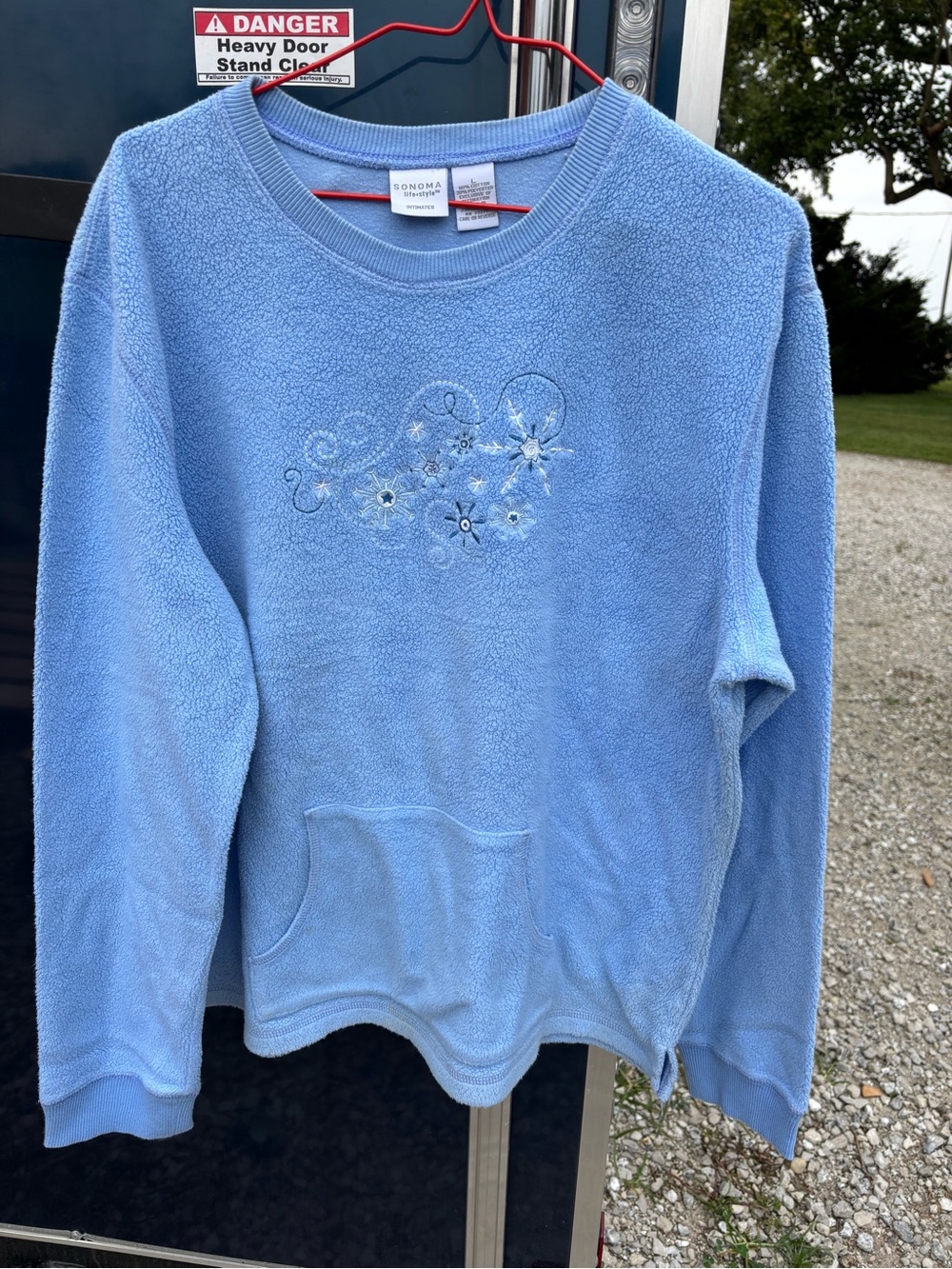 SONOMA Sky Blue Embroidered Crewneck Fleece Sweatshirt